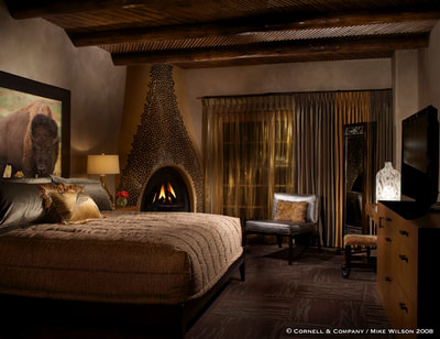 King bed and fire place