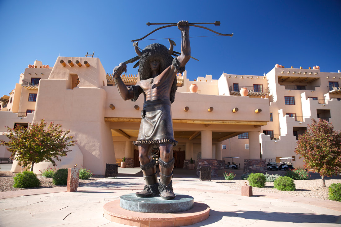 Statue of native american outside of resort